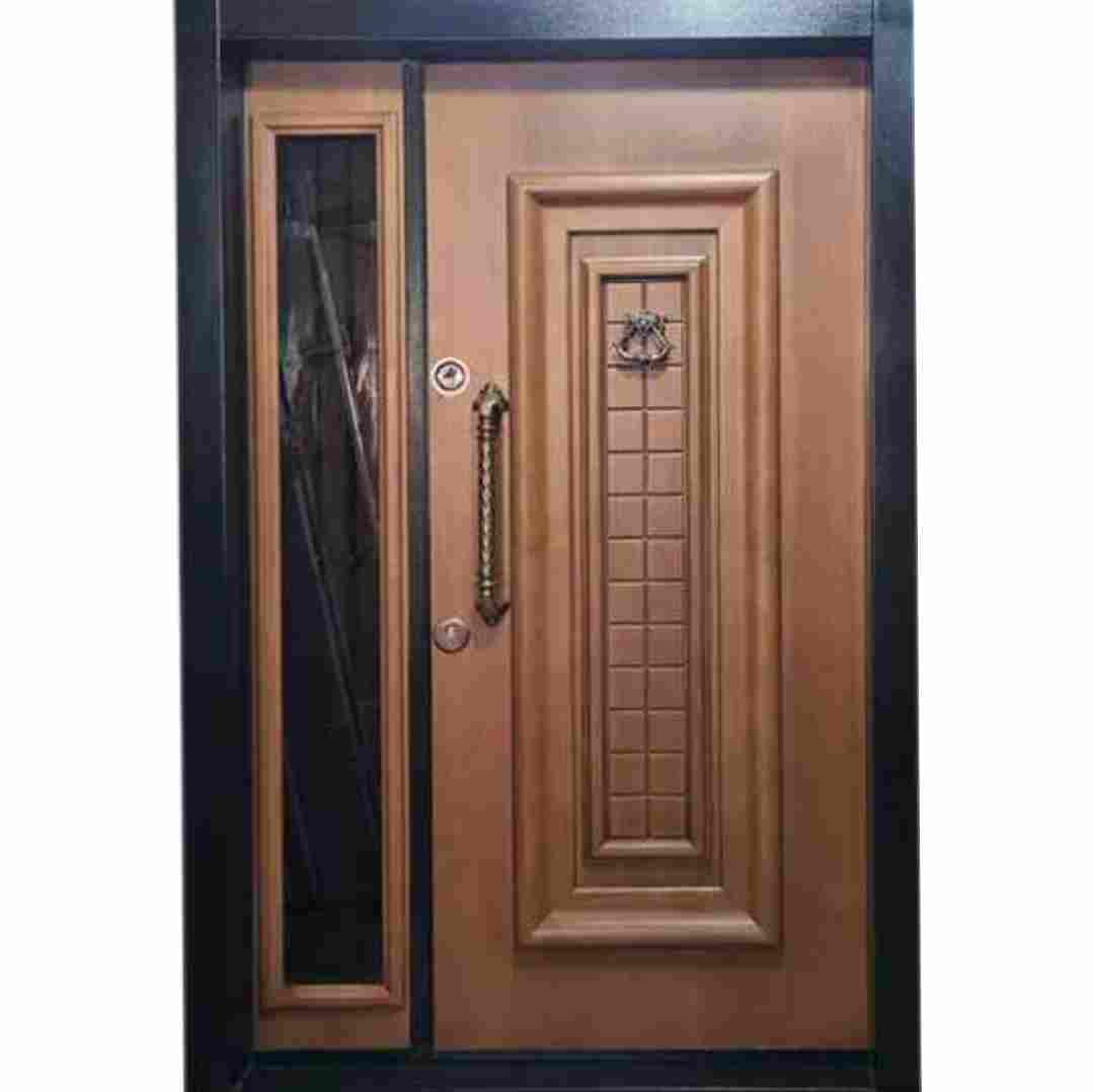 درب ضد سرقت یک و نیم لنگه شیشه دار کد 112